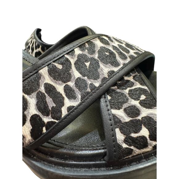 Michael Kors Colby Leather Cheetah Calf Hair Lug Platform Sandals SZ8.5 NEW CHIC - Picture 7 of 11